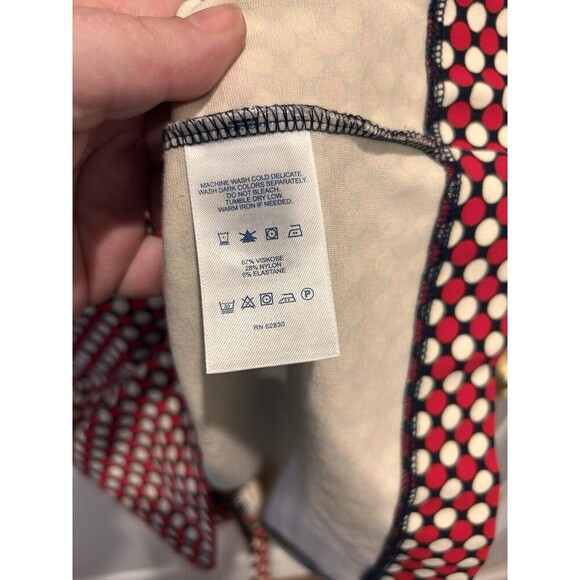 Lands' End Red White Blue Geo Print Sleeveless Scuba Sheath Dress 14 Pockets - Picture 8 of 8